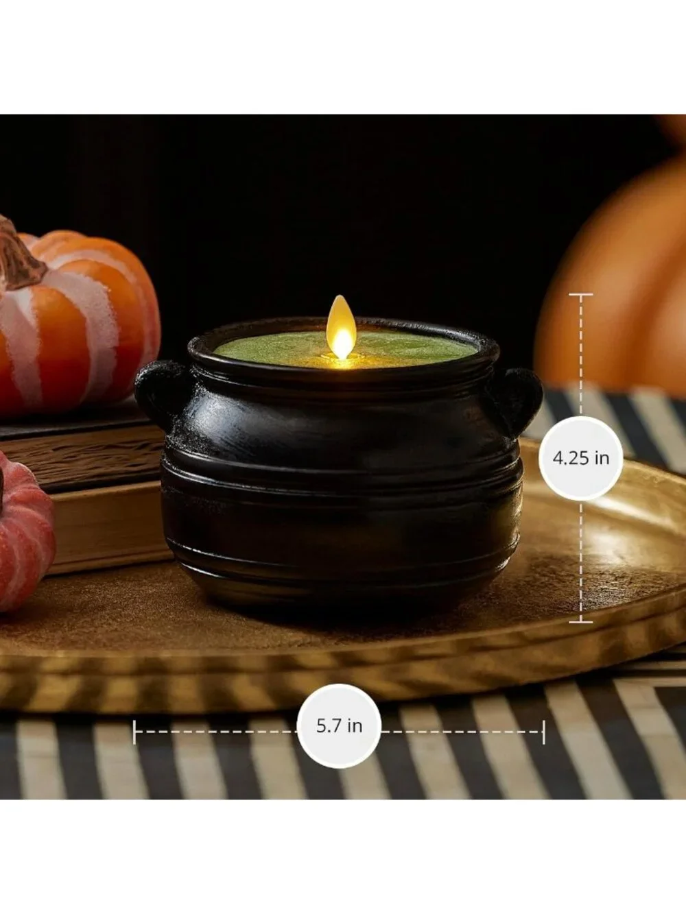 Flameless Flickering LED Candle - Spooky Halloween Decor, Real Wax, Matte Black